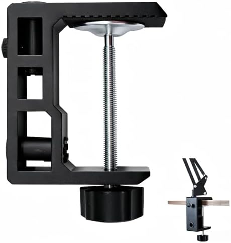 Replacement Heavy Duty C Clamp for 1/2” and 5/8” Hole Base Magnifying Lamp,Desk Lamp,Swing Arm Lamp,Phone I pad Mount,Tablet Mic Holder,Table Mount Clamp for Microphone Stand Mic Boom Arm (G2 BLACK)