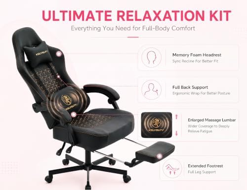 Mistpeople Gaming Chair, Ergonomic High Back Computer Chair with Footrest, Lumbar Support & Pocket Spring Cushion, Comfortable Swivel Home Office Desk Chair for Adults