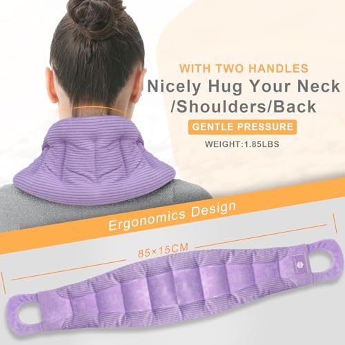 UNCN Long Heating Pad for Neck and Shoulders Back 33 x 5.9inches Microwavable Large Moist Heat Pack Warm Hot Compress Neck Wrap Weighted Bag Massage Reusable Herbal Nature Calming Portable