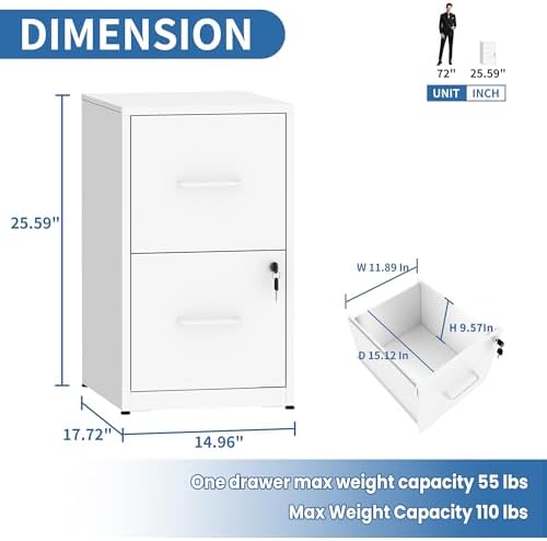 2 Drawer File Cabinet with Lock,Metal File Cabinet for Home Office