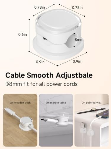 Magnetic Cable Clips, Adjustable Cord Holder Management, Adhesive Wire Keeper Organizer for Home Office Desk Phone PC Car Wall Desktop Nightstand Appliance (9-PCS White)