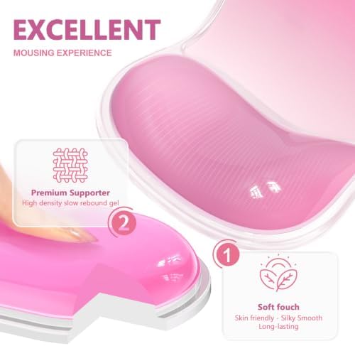 AKIT Ergonomic Mouse Pad and Keyboard Wrist Rest Set, Strawberry Pink