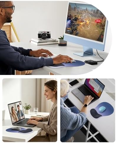 Ergonomic Mouse Pad with Wrist Rest, Mousepad with Memory Foam Support for Pain Relief, Non-Slip Base for Computer, Laptop, Office & Home, 10.2 x 7.5 in