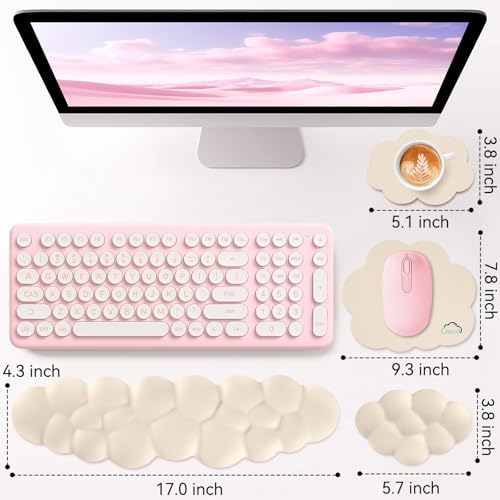 Sushret Cloud Wrist Rest for Computer Keyboard and Mouse Pad Set, Beige