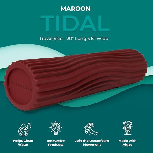 Oceanfoam Tidal Roller - Muscle Massage Foam Roller for Exercise (Maroon)