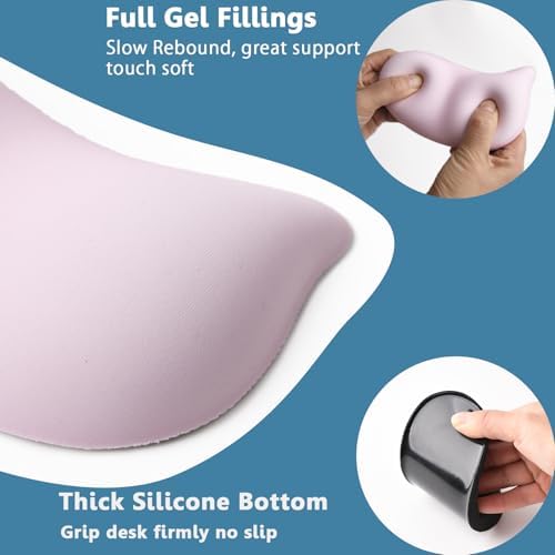Ergonomic Mouse Wrist Rest Pad, Small Gel Mouse Keyboard Support Cushion Non-Slip Base, for Easy Typing and Wrist Pain Relief Office Computer, Laptop, PC Gaming (Pink)