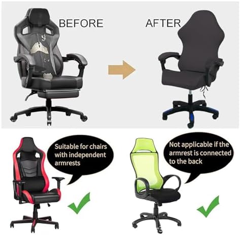 Gaming Chair Cover Set with Armrest Covers, Velvet Stretch Slipcover 1-Piece Form Fit Cover & Chair Armres Covers Included（no Chair） (Dark Gray)