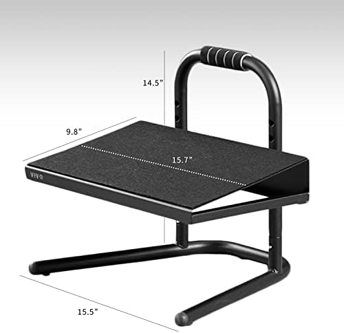 VIVO Ergonomic Height Adjustable Foot Rest Relief Platform, Elevated Stool for Comfortable Sit to Stand Workstation, Non-Slip Surface, Portable, Home Office Classroom Use, Black, STAND-FT01
