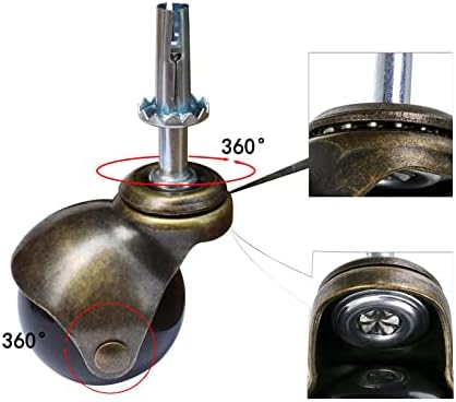 Ball Caster Wheels, Vintage Furniture Replacement Castors for Chair, Leaf Table, Tea Trolley - 30kg Load Capacity Each for Ottomans, Wheelchair, Coffee Table - Swivel Casters (4 Pcs)