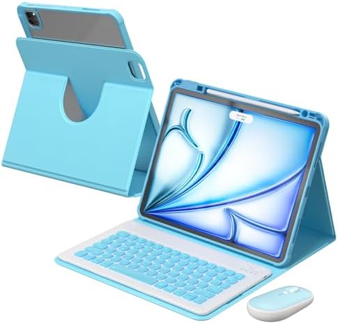 YBING for iPad Air 13 Inch & Pro 12.9 360° Case with Keyboard and Mouse