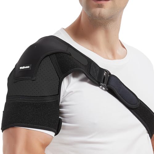 Shoulder Brace for Torn Rotator Cuff, Shoulder Support Immobilizer for Men and Women, Adjustable Compression Sleeve for Pain Relief, Dislocated AC Joint, Injury Recovery, Left or Right (Black L-XL)