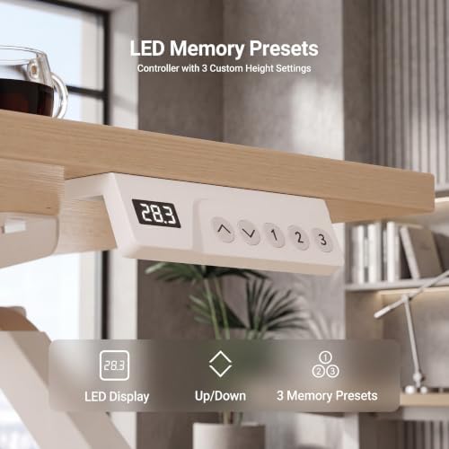 Claiks Electric Standing Desk 40x24 Inch Adjustable Desk, Nature
