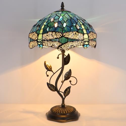 Tiffany Table Lamp Stained Glass Bedside Reading Light W12H19 inch