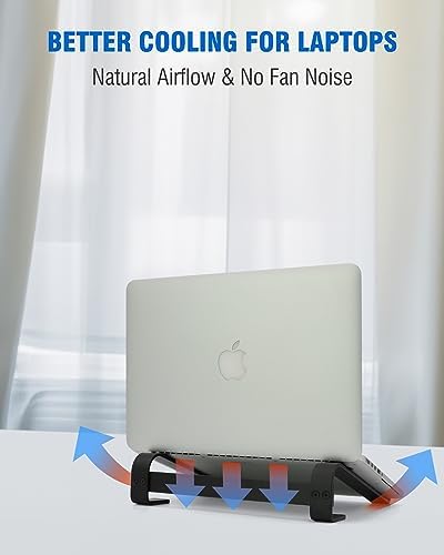 Laptop Stand for Desk, Ventilated Aluminum Laptop Riser, Black