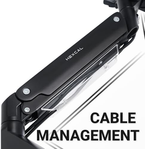 Hexcal Heavy Duty Monitor Arm for 57" Ultrawide Screens, Support up to 59.4 lbs, Full Motion Desk Mount with Quick Release VESA (75/100/200mm), C-Clamp & Grommet Base, Space-Saving Design