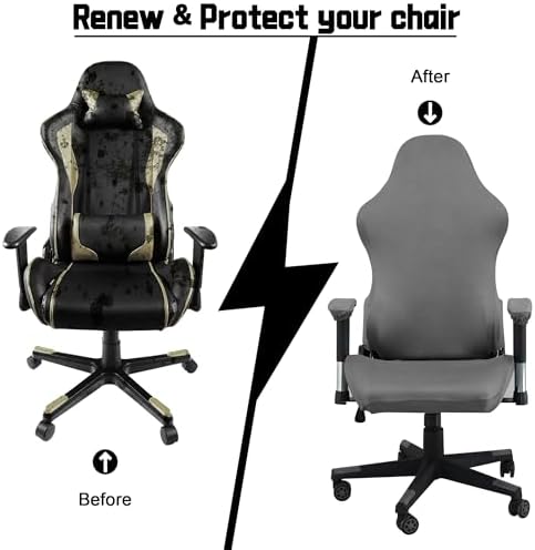 Gaming Chair Covers,Stretchable Computer Chair Cover,Ergonomic Office Chair Cover,for Anti Cat Scratch Protection of Computer Gamer Chair Slipcovers,Racing Chair Covers (Only Covers,No Chair,Gray)