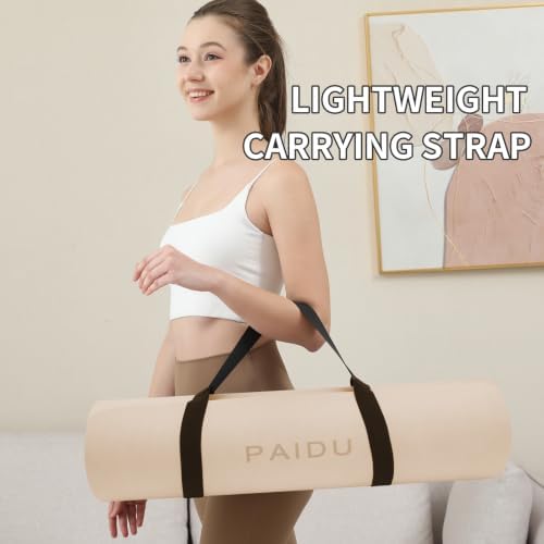 PAIDU POE Yoga Mat （10mm）Extra Thick Fitness Mat 72"x24" with Carry Strap