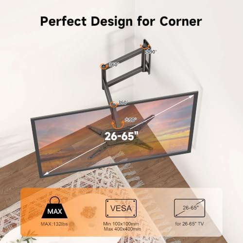 XINLEI Long Arm TV Wall Mount for Most 26-65 Inch TVs 40” Extension