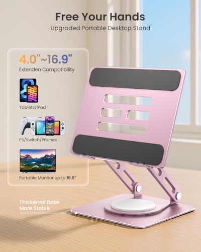 LOXP Tablet Stand, Heavy-Duty Base for iPad Stand for Desk - Purplish Pink