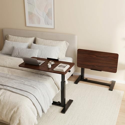 DUMOS Rolling Desk, Laptop Desk, Overbed Table with Wheels