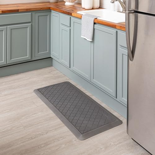 Tempur-Pedic Ultra Comfort Anti-Fatigue Lattice Pewter 1' 8" x 3' 6" Kitchen Floor Mat Cushioned Ergonomic Standing Desk Mat Waterproof Non-Skid Foam