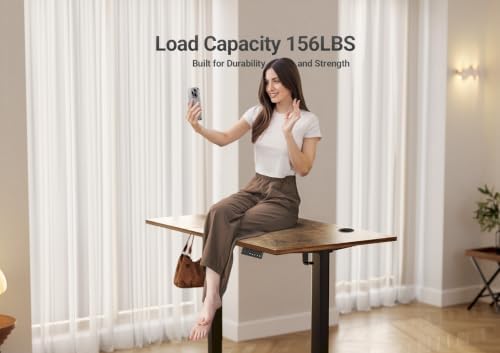 YDN 48 x 24 Inch Rustic Brown Electric Standing Desk