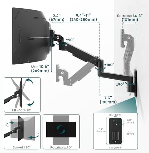 Monitor Wall Mount for 17-57-inch Screens, Heavy Duty