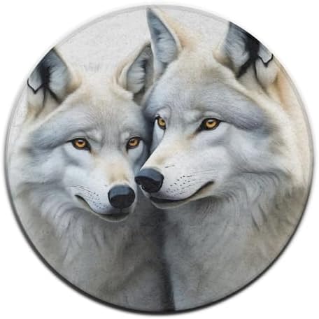 Fashion Round Area Rug Large Non Slip Carpet Unisex Home Decor Mat Wolves Love