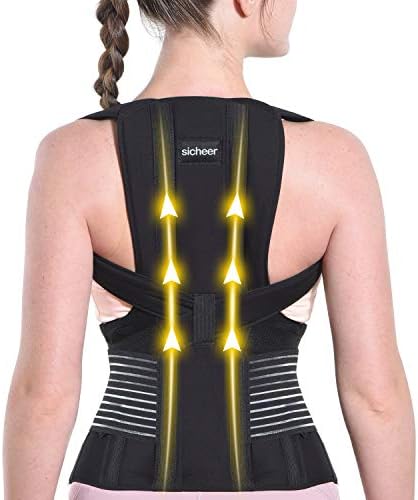 SICHEER Posture Corrector Back Brace for Women & Men, Medium, Waist 34-38"