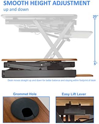 Rocelco 46" Large Height Adjustable Standing Desk Converter with Double Monitor Mount Stand BUNDLE - Quick Sit Stand Up Computer Workstation Riser - Retractable Keyboard Tray - Black (R DADRB-46-DMS)