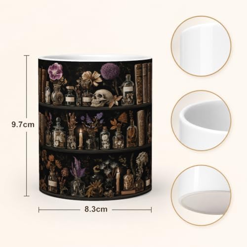 Pen Holder for Desk Ceramic Pencil Cup, Cute Makeup Brush Desk Organizer, Desk Accessories, School Supplies, Teacher Appreciation Gifts, Birthday Christmas Gift for Women (Book Skulls)