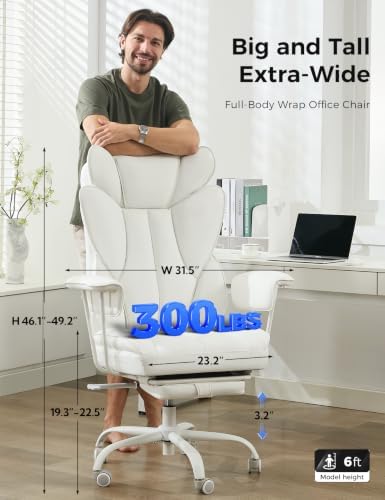amseatec Big and Tall Office Chair, Reclining Executive Chair with Footrest