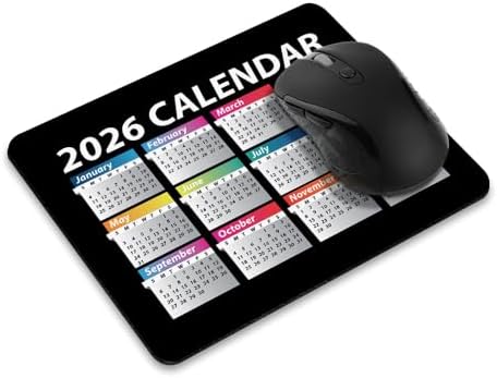 Non-Slip Rectangle Mousepad, WIRESTER Year 2026 Calendar Mouse Pad for Home, Office and Gaming Desk