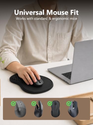 Ergonomic Mouse Pad with Wrist Support, Black Mousepads for Desk
