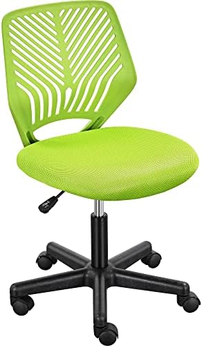 Yaheetech Small Desk Chair, Armless Adjustable Swivel Seat, Green
