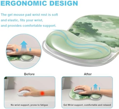 Green Gel Mouse Pad with Wrist Support Office Accessoris Ergonomic Mousepad