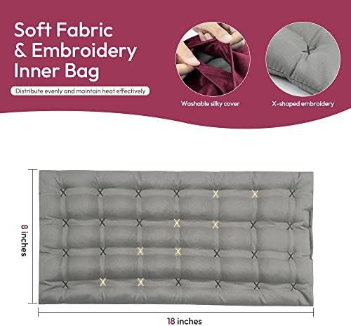 Microwavable Heating Pad with Washable Cover, 8 x 18 Microwave Heating Pad for Neck and Shoulders, Moist Heat Bean Bag Warm Compress for Knee, Joints, Wrist, Abdomen (Wine Red)