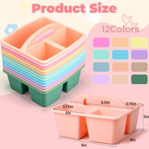 Kathfly 12 Pack Classroom Caddy Organizer with Handle Bulk, Mixed Color 1