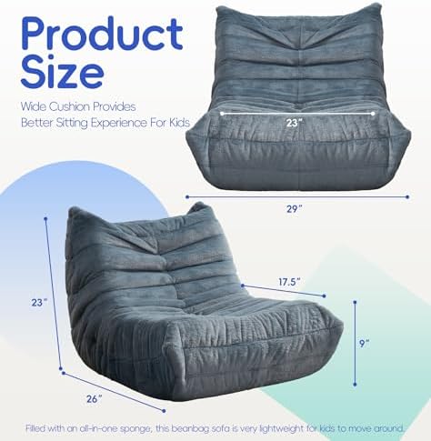 Hobestluk Medium Bean Bag Chairs Lounge Floor Chair BeanBag Couch Togo Sofa