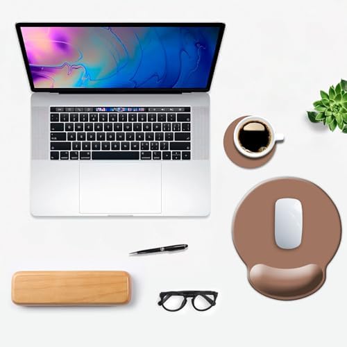 DOOKE ErgoComfort Wrist Rest Mouse Pad-Ergonomic Office Mousepad with Wrist Support-Non-Slip, Design Desk Accessories Mat for Home&Game Decor Mocha Mousse