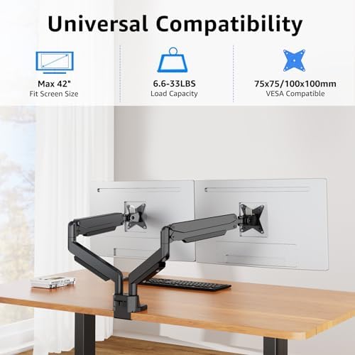 MOUNTUP Heavy Duty Dual Monitor Mount Holds 6.6-33lbs for Ultrawide Screen