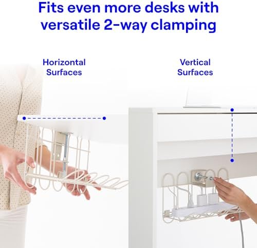 CarryUp Under Desk Cable Tray for Dorm Room - Cream