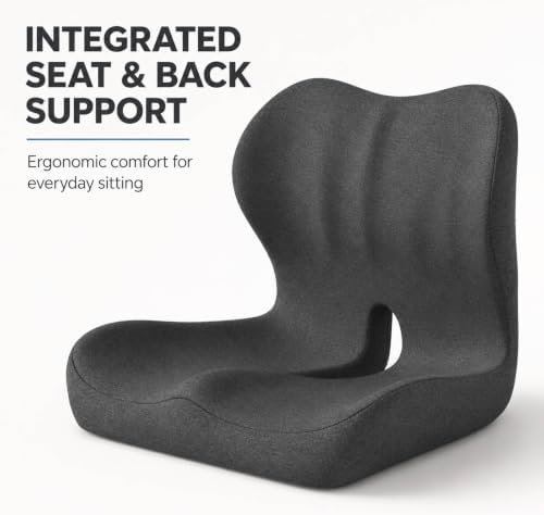 Orthopedic Cushion, Seat Cushion for Office Chair and Car, Ergonomic Memory Foam L-Shaped Integrated Seat Cushions, Lumbar Support & Tailbone Pain Relief for Office Chair (Pro-Double Gray)