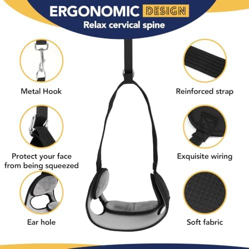 Neck Traction Device for Neck Pain Relief,Neck Stretcher Strap for Spine Chiropractic Decompression,Portable Storage Bag,Neck Chiropractor for Physical Therapy,Neck Strap for Neck Recovery