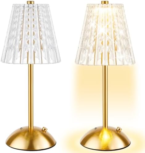 2 Pcs Cordless Table Lamp Rechargeable Touch Lamp,Gold Classic