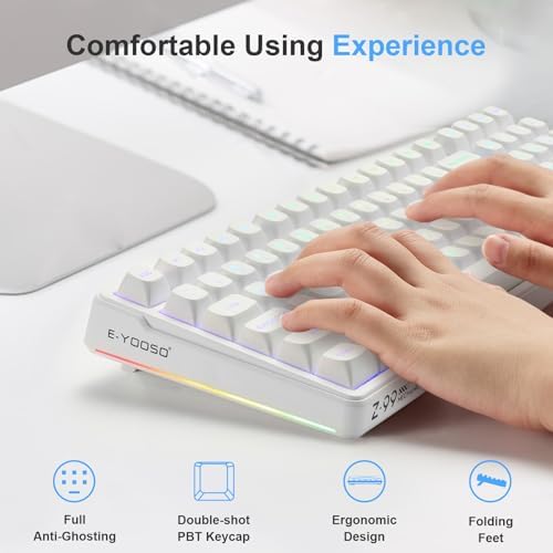 HUO JI E-Yooso Creamy Mechanical Keyboard Wired, RGB Backlit, White