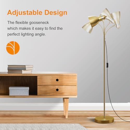 LEPOWER Floor Lamp, Metal Standing Lamp with Adjustable Gooseneck for Dorm