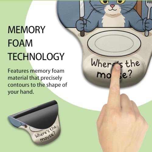 iRudyard 2Pcs Rubber Coasters Absorbent Mouse Pad Wrist Support Pu Cat Fun