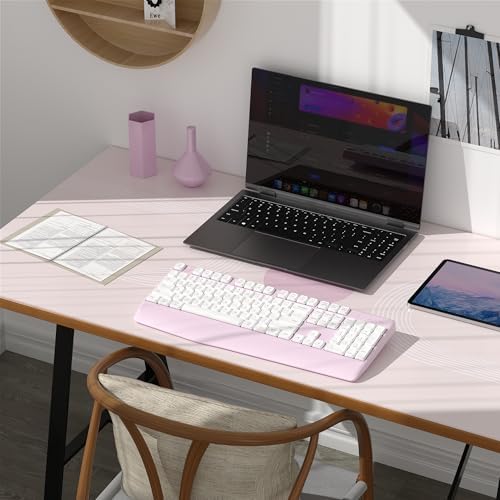 Ergonomic Wireless Bluetooth Keyboard with Wrist Rest (Pink)
