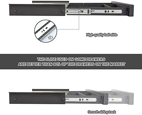 GOME Under Desk Slide out Pencil Drawer with Space Divider Design for Storing Pencil and Office Accessories, Underdesk Pull out Tray Organizer Mounted for Sit Stand Workstation